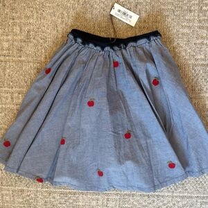 NWT Pink Chicken Chambray Skirt with Red Apple Embroidery size 12